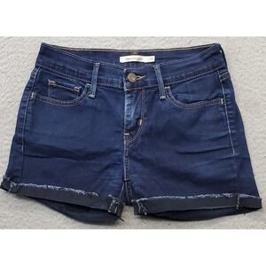 Levi's 710 Super Skinny Shorts Women 26x30 Blue Denim Cuffed Medium Wash Red Tab